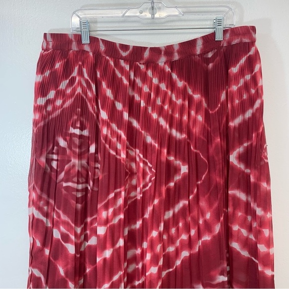 Chicos 3 Maxi Skirt US 16/18 Pull On  Pleated Cherry Red Print  Lined Boho Flowy - Picture 2 of 13